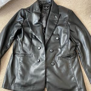 Faux leather oversized blazer